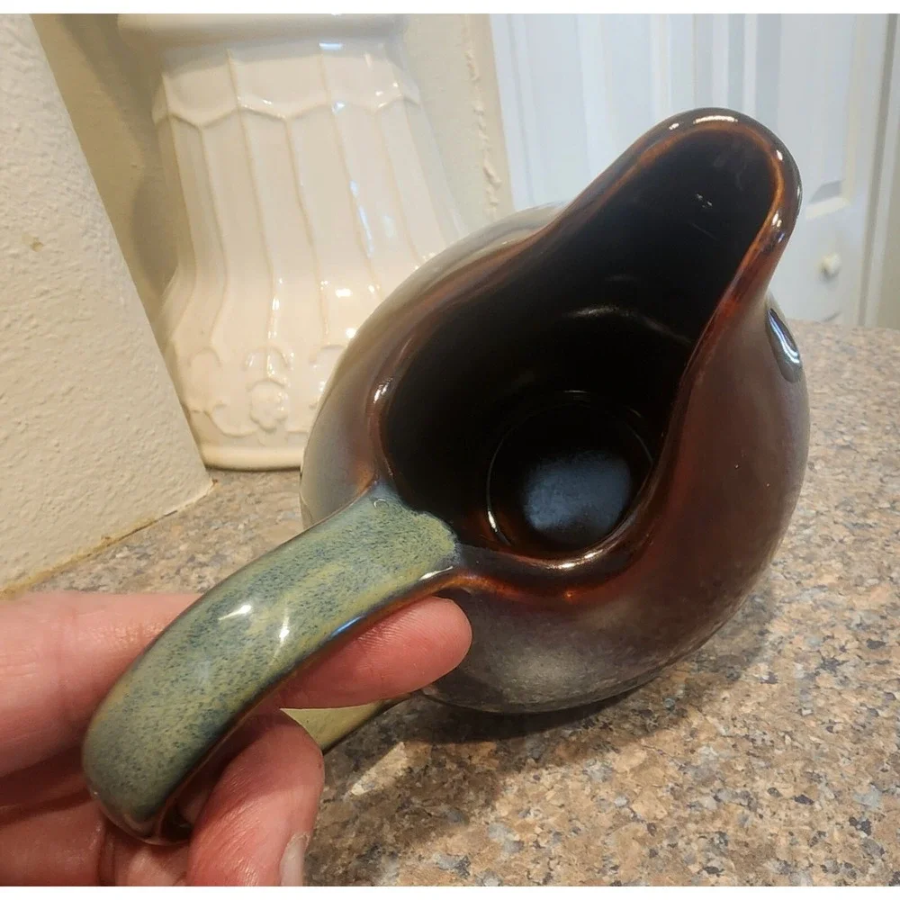 Stoneware Sango Nova Style Blue Green Brown Coffee Creamer Pitcher‎ 1.5 Cups